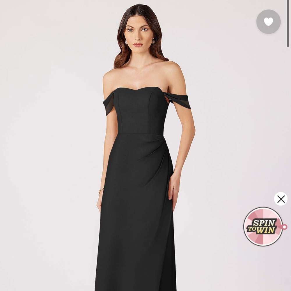 Azazie “Jordyn” Floor Length Black Chiffon Dress - Not Altered Size A6